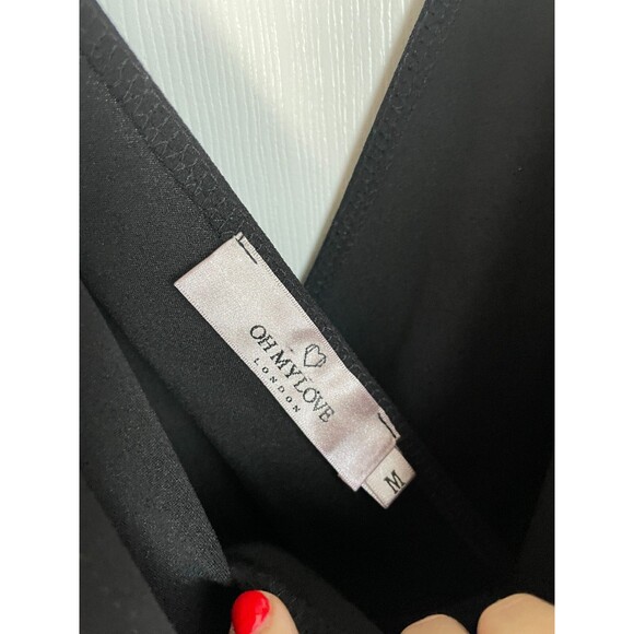 OH MY LOVE London Womens bow v neck black Bodysuit Medium - Picture 8 of 10